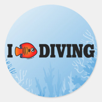 I Love Diving Classic Round Sticker