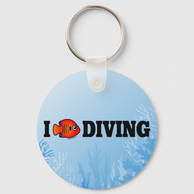 I Love Diving Keychain (Front)