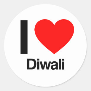 i love diwali classic round sticker