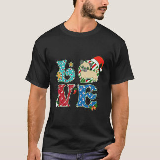 I Love Dog Pug Christmas T-Shirt