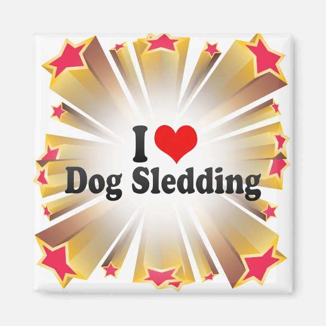 I Love Dog Sledding Magnet (Front)