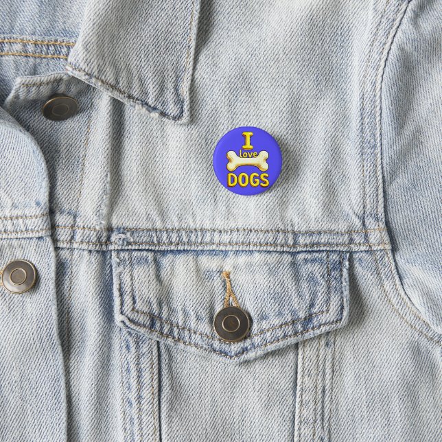 I LOVE DOGS 1 INCH ROUND BUTTON (In Situ)