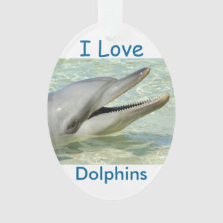 "I Love Dolphins" Christmas Ornament