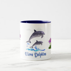 I love Dolphins Two-Tone Coffee Mug