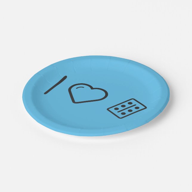 I Love Dominos Paper Plate (Angled)