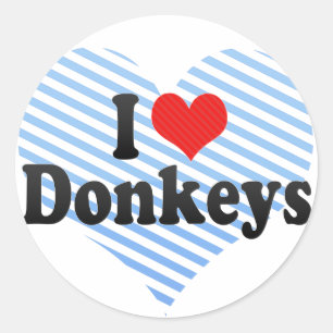 I Love Donkeys Classic Round Sticker