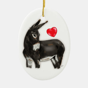 I Love Donkeys Demure Donkey Ceramic Ornament