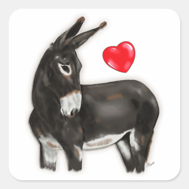I Love Donkeys Demure Donkey Square Sticker (Front)