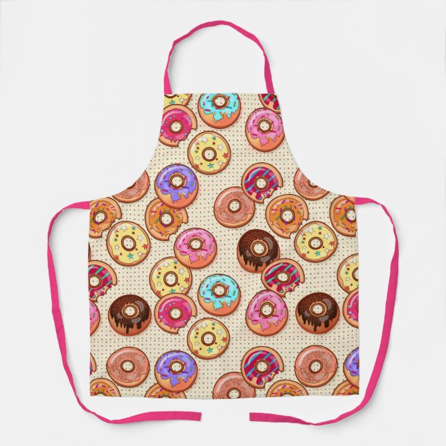 I Love Donuts Yummy Baked Goodies Sugary Sweet Apron (Front)