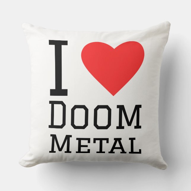 I love doom metal square sticker throw pillow (Front)