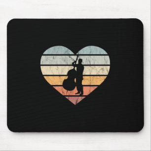 I Love Double Bass Retro Heart Mouse Pad