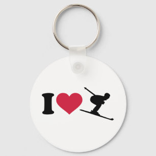 I love downhill skiing keychain