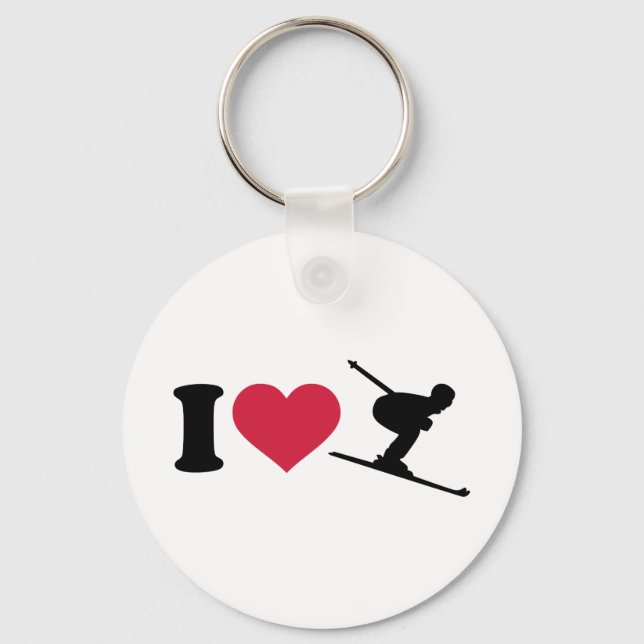 I love downhill skiing keychain (Front)