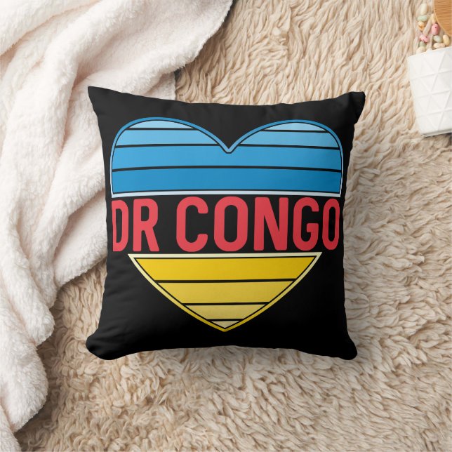 I Love DR Congo, Congo-Kinshasa Heart Throw Pillow (Blanket)