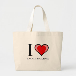 I Love Drag Racing Large Tote Bag