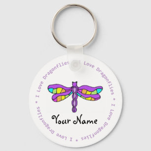 I Love Dragonflies Customizable Keychain