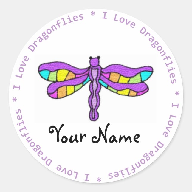 I Love Dragonflies Customizable Sticker (Front)