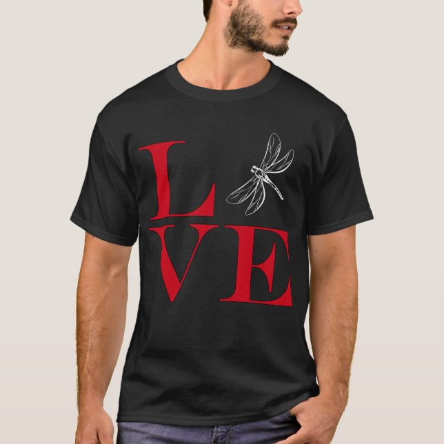 I Love Dragonflies - Dark Coloured Tee (Front)