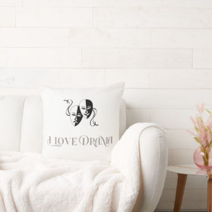 I Love Drama, Theatre Masks Performing Arts Throw Pillow