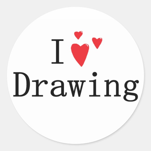 I Love Drawing Classic Round Sticker (Front)