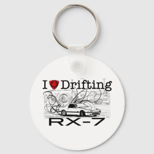 I love drifting RX-7 Keychain