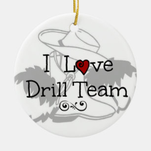 I Love Drill Team Ceramic Ornament