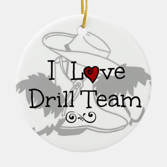 I Love Drill Team Ceramic Ornament (Front)