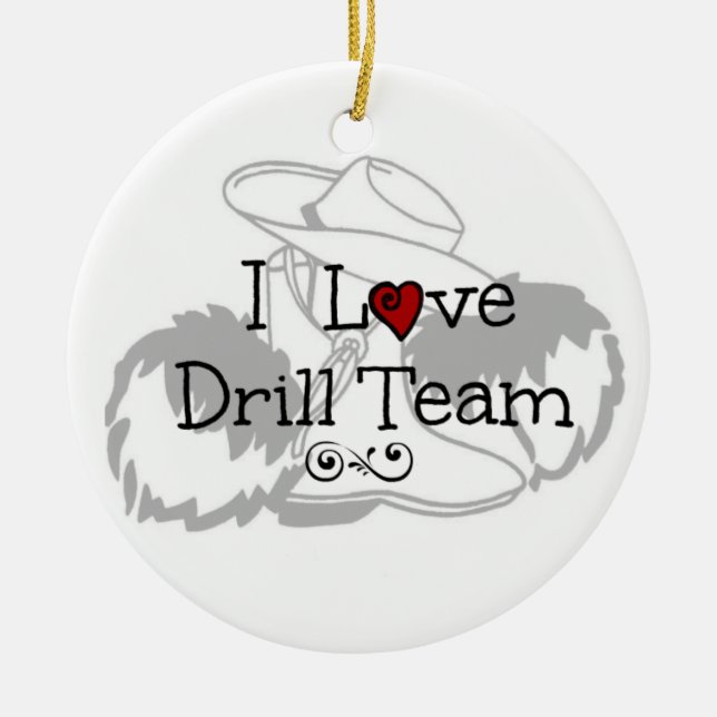 I Love Drill Team Ceramic Ornament (Front)