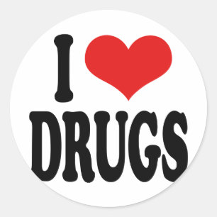 I Love Drugs Classic Round Sticker