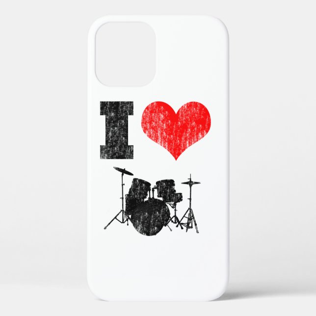 I Love Drums Distressed Case-Mate iPhone Case (Back)