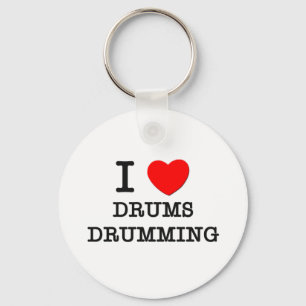 I Love Drums Drumming Keychain