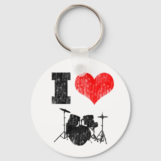 I Love Drums Keychain (Front)
