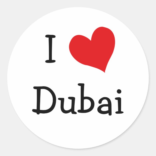I Love Dubai Classic Round Sticker (Front)