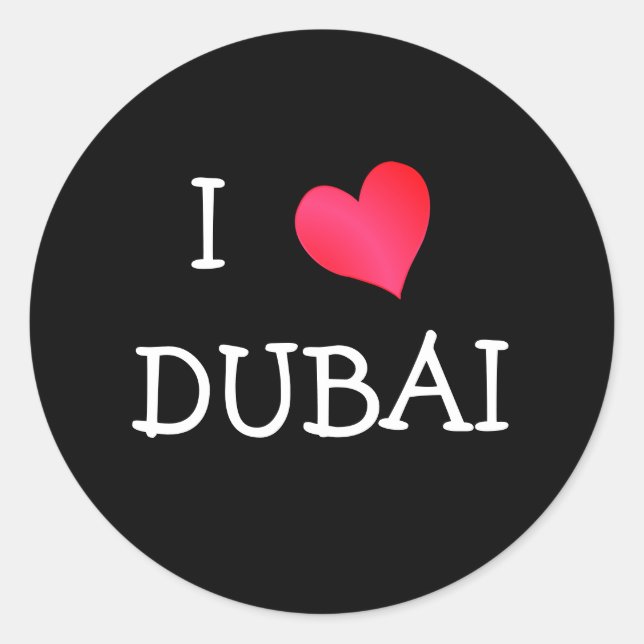 I Love DUBAI Classic Round Sticker (Front)