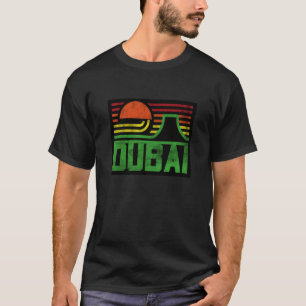 I Love Dubai Cool Retro Dubai Sunset Illustration T-Shirt