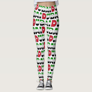 I Love Dubai Flag Colours Typography Pattern Cute Leggings
