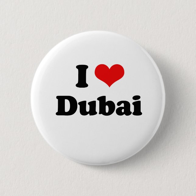 I Love Dubai Tshirt 2 Inch Round Button (Front)