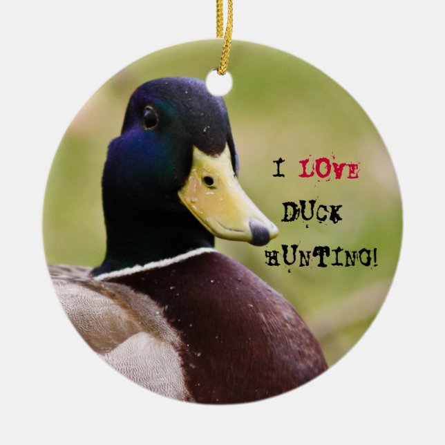 I Love Duck Hunting Drink Coaster Ceramic Ornament (Front)