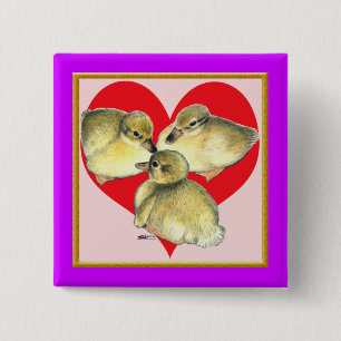 I Love Ducklings! 2 Inch Square Button
