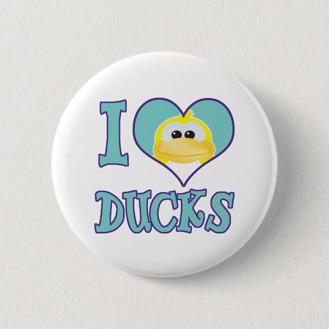 I Love ducks 2 Inch Round Button (Front)