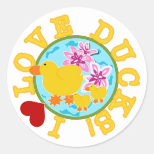 I Love Ducks Classic Round Sticker