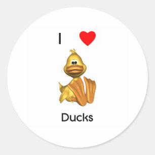 I love ducks classic round sticker