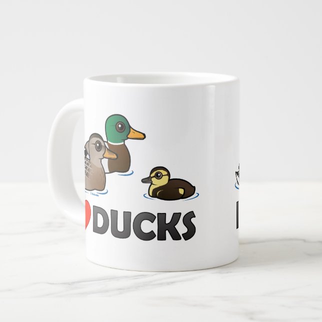 I Love Ducks Large Coffee Mug (Front Left)