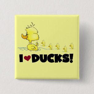 I Love Ducks Tshirts and Gifts 2 Inch Square Button