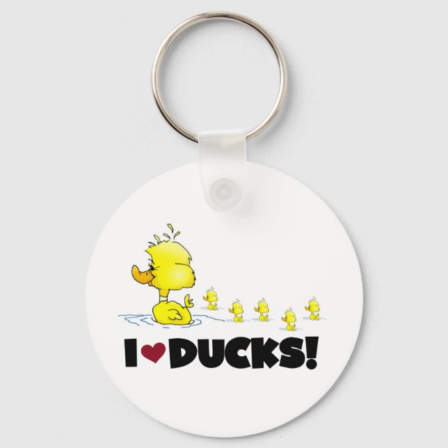 I Love Ducks Tshirts and Gifts Keychain (Front)
