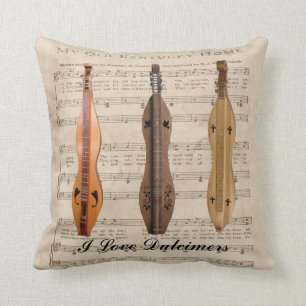 I LOVE  DULCIMERS THROW PILLOW