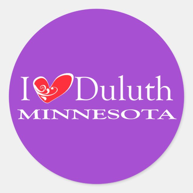 I Love Duluth Minnesota Classic Round Sticker (Front)