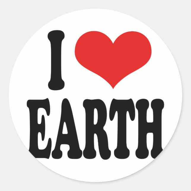 I Love Earth Classic Round Sticker (Front)