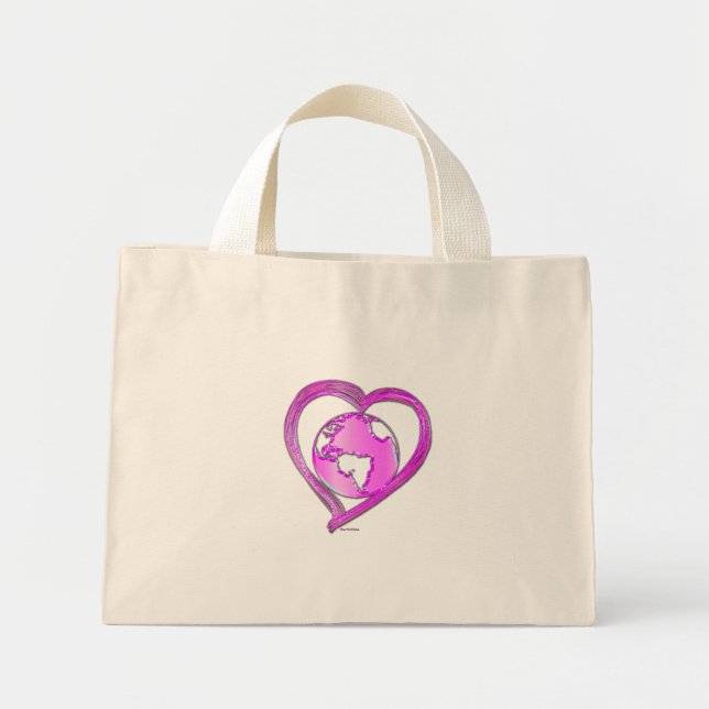I LOVE EARTH (Pink) Series Mini Tote Bag (Front)