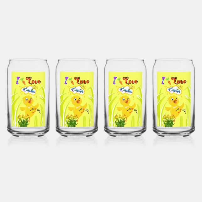 I Love Easter Can Glass (Front)